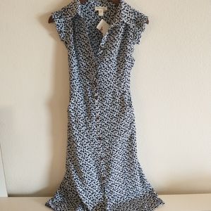 Monteau Blue and White Midi Dress